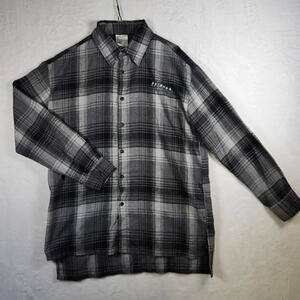 Friends Plaid Flannel Long Sleeve Button Up Shirt Black Gray Back Graphic Sz S‎
